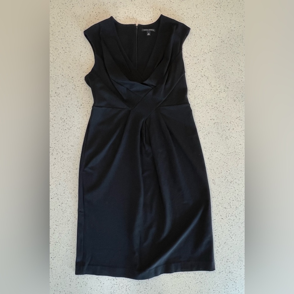 Banana Republic Drape Front Black V-Neck Dress - Size 14